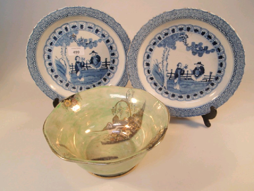 Appraisal: A pair of Chinese blue and white plates painted in