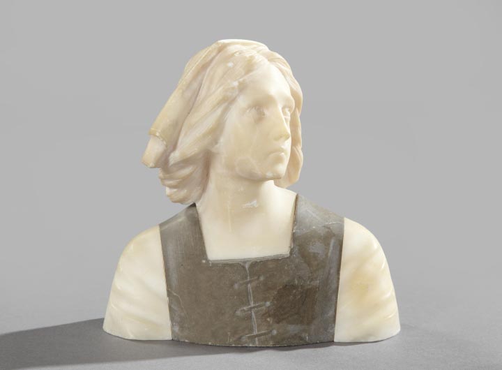 Appraisal: Diminutive Italian Carved Carrara and Gray Marble Bust depicting a