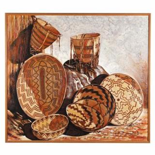 Appraisal: Stan Natchez CA b Still Life with Shoshone Baskets acrylic