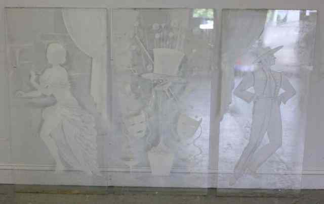 Appraisal: Set of Vintage Art Deco Glass Panels Removed from a