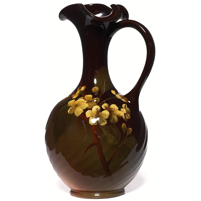 Appraisal: Rookwood ewer Standard glaze with yellow flowers Irene Bishop F