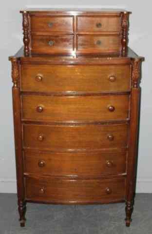 Appraisal: Sheraton Style Mahogany High Chest Nice quality reproduction From a