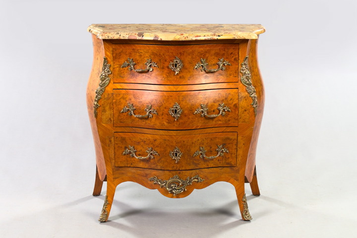 Appraisal: Louis XV-Style Kingwood Burlwood and Marble-Top Commode early th century