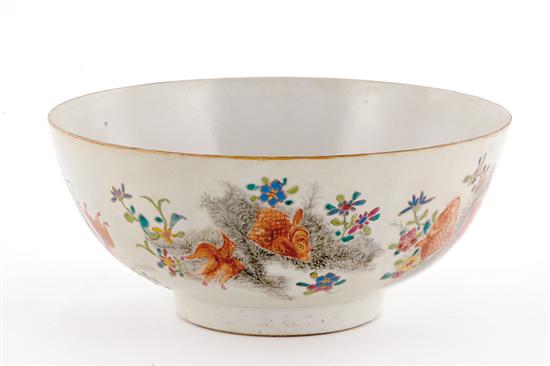 Appraisal: Chinese Export famille rose punch bowl th century sweeping rim