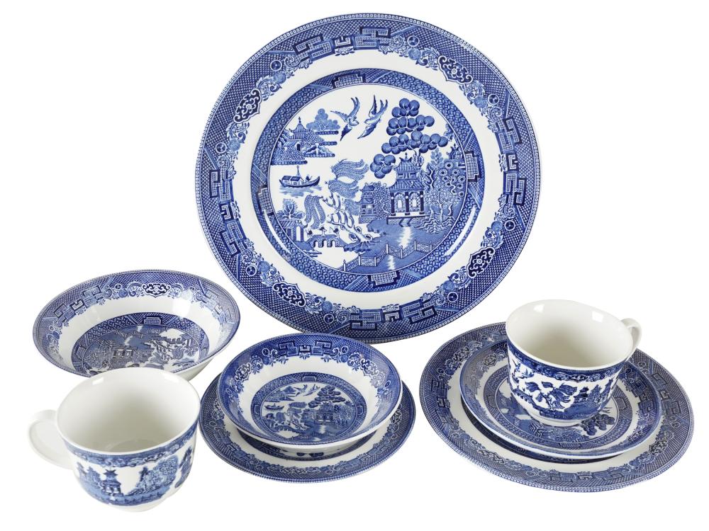 Appraisal: JOHNSON BROTHERS BLUE WILLOW SERVICEprinted factory marks comprising dinner plates