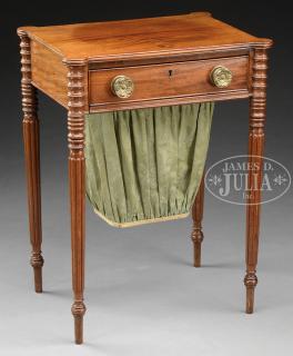 Appraisal: SHERATON MAHOGANY SEWING TABLE First quarter th century Massachusetts North