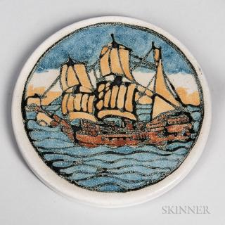 Appraisal: Saturday Evening Girls Pottery Trivet Paul Revere Pottery Boston Massachusetts