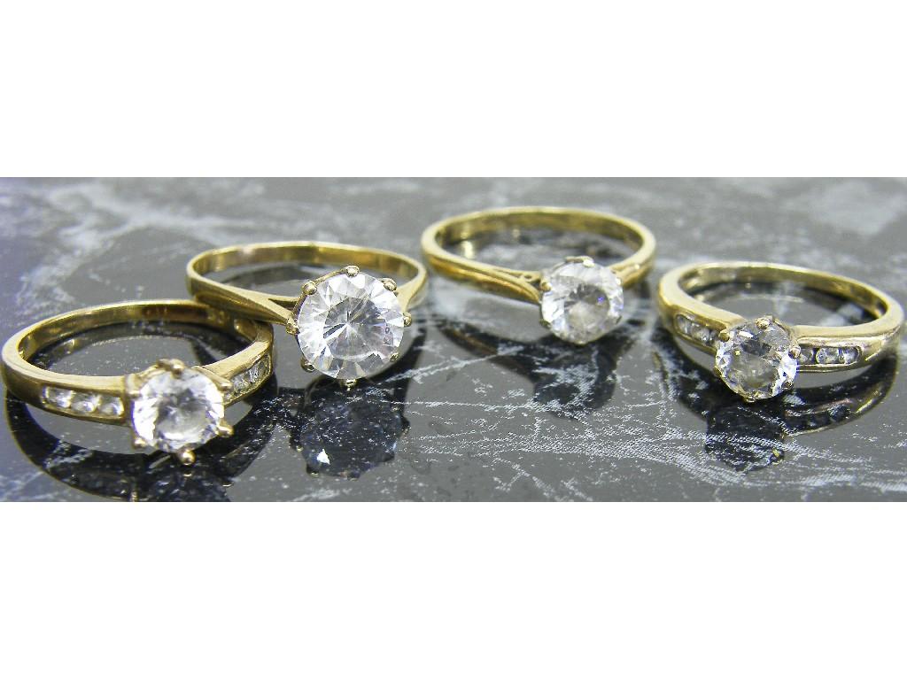 Appraisal: k cz solitaire ring gm also three ct cz rings