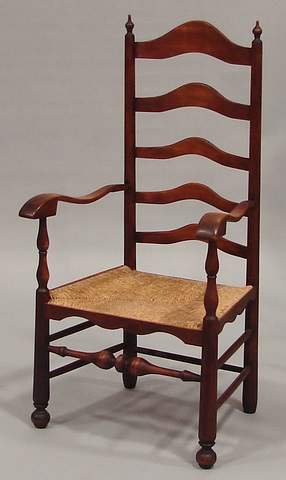 Appraisal: Five arched graduated slats ball finials rush seat ring and