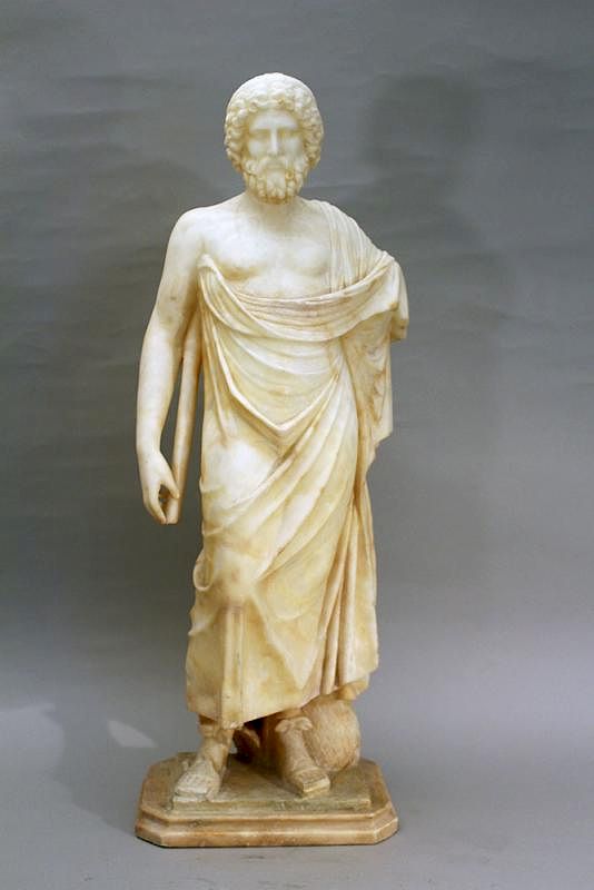 Appraisal: Italian alabaster sculpture Italian alabaster sculpture of Hippocrates of Kos