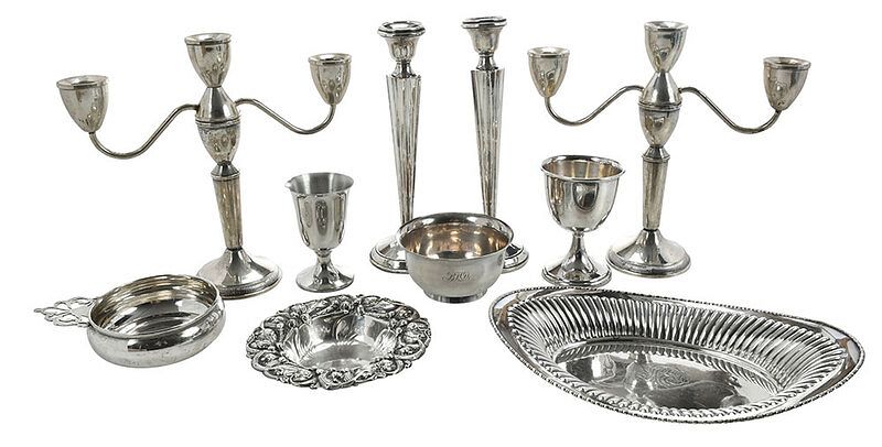 Appraisal: Nine Sterling Table Items One Pewter Goblet American th century