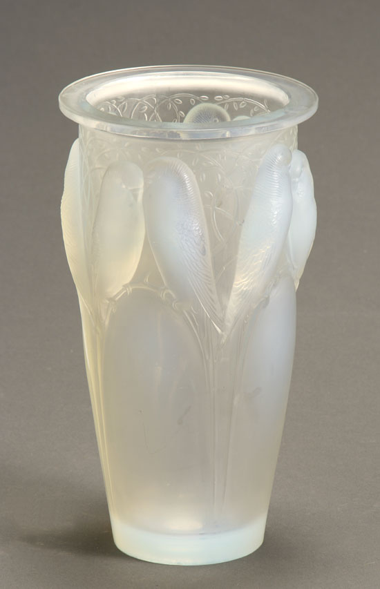 Appraisal: Ren Lalique Frosted and Molded Opalescent Glass 'Ceylan' Vase Model