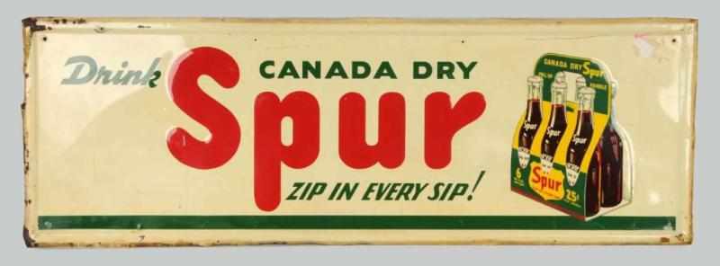 Appraisal: Embossed Tin Spur Sign Description s Features a six pack