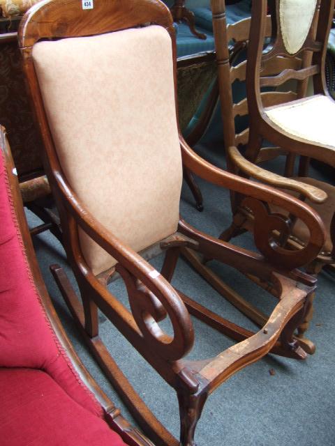 Appraisal: An early Victorian mahogany open armchair with scroll arms