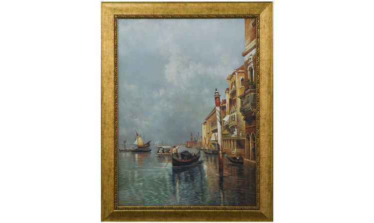 Appraisal: Large Oil on Canvas The Grand Canal Venice Signed in