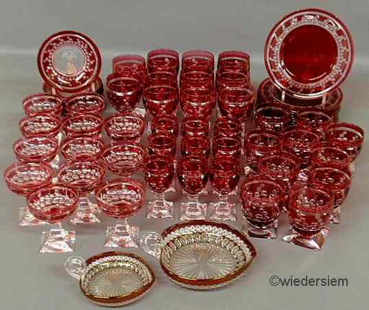 Appraisal: Set of Val St Lambert cranberry crystal glassware to include