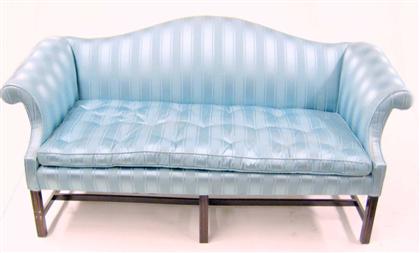 Appraisal: George III style upholstered sofa With a blue upholstered back