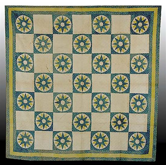 Appraisal: Two American pieced quilts late th centuryone with squares in