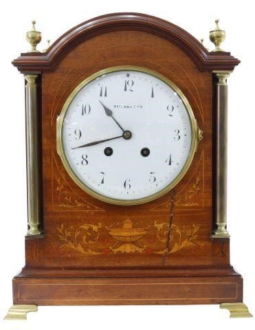 Appraisal: French mantel shelf clock retailed by Tiffany Company mahogany case