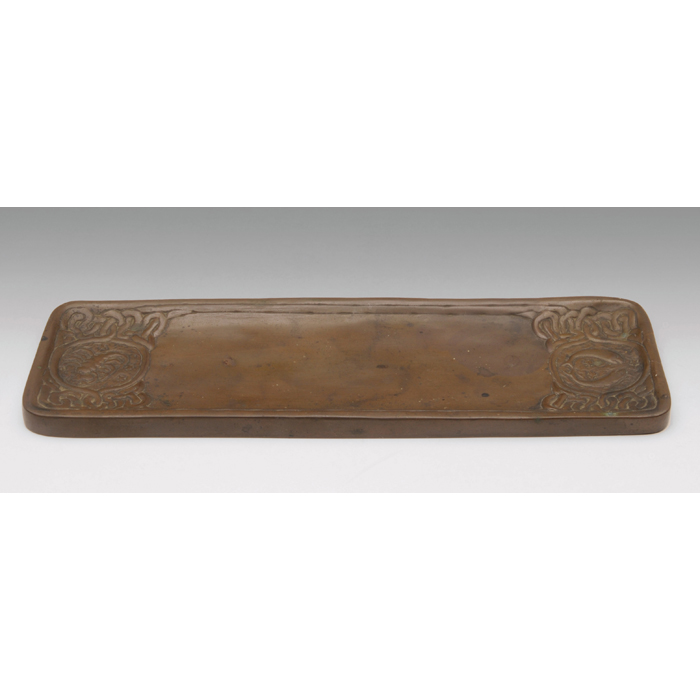 Appraisal: Tiffany Studios pen tray bronze in the Zodiac pattern original