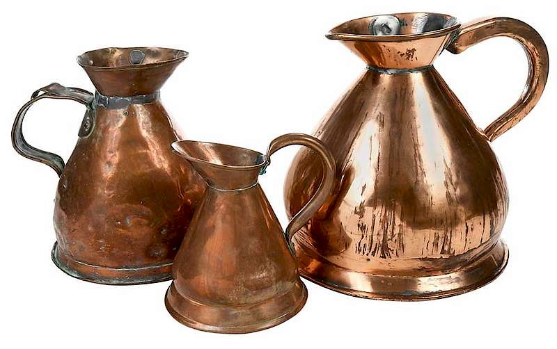 Appraisal: Three Copper Haystack Measures British Continental th century copper measures