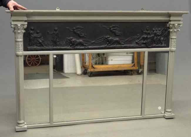 Appraisal: th c Neo Classical black and grey painted overmantle mirror