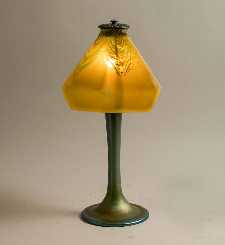 Appraisal: Tiffany Lamp Base with Glass Shade Tiffany favrile glass lamp