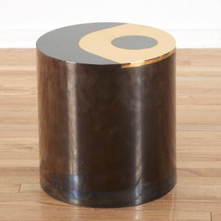 Appraisal: Karl Springer gunmetal brass occasional table Karl Springer gunmetal brass