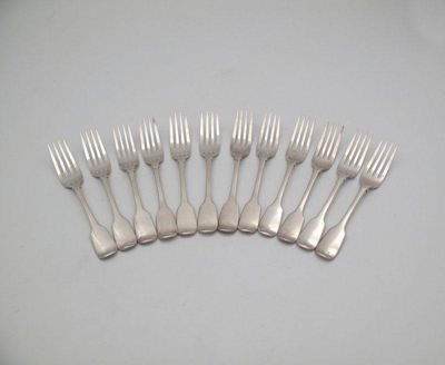 Appraisal: A set of twelve provincial silver fiddle pattern dessert forks