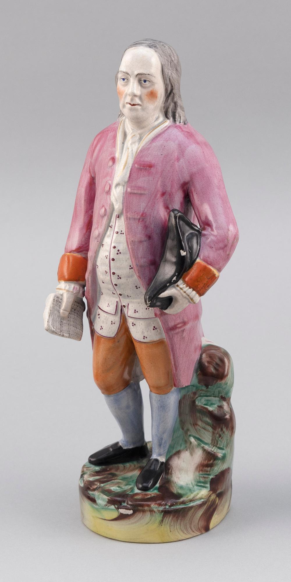 Appraisal: STAFFORDSHIRE FIGURE OF BENJAMIN FRANKLIN TH CENTURY HEIGHT STAFFORDSHIRE FIGURE