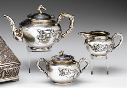 Appraisal: Three piece silver Chinese export service impressed mark and initial