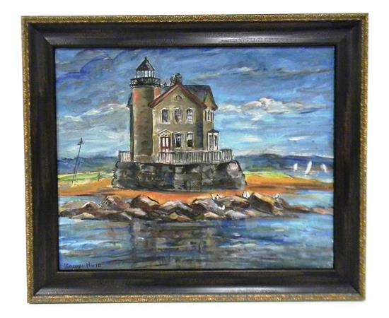 Appraisal: Marion Huse American - The Lonely Lighthouse oil on plywood