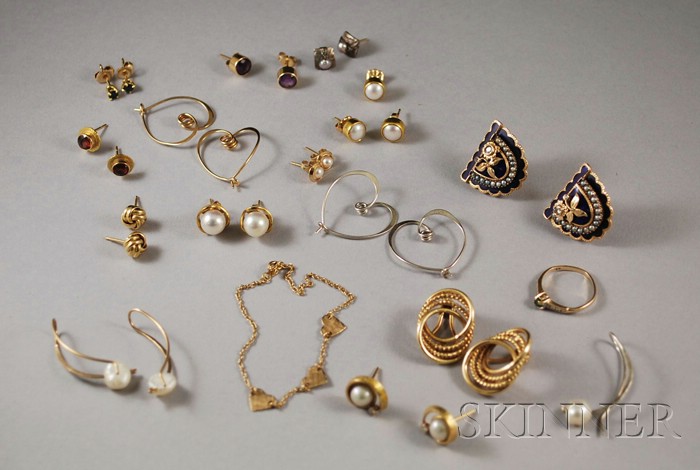 Appraisal: Group of Mostly Gold Jewelry including a kt gold and