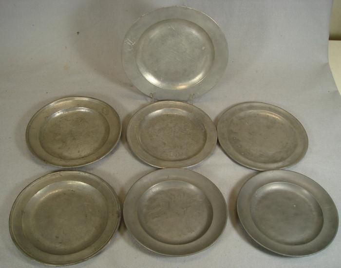 Appraisal: asstd th c pewter plates - d makers RK Townsend