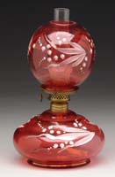 Appraisal: RARE CRANBERRY MINI LAMP S - Cranberry glass with white