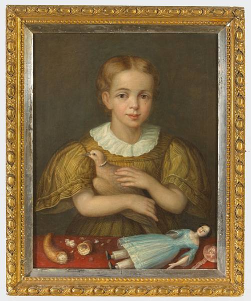 Appraisal: American School oil on canvas Portrait of a Young Girl