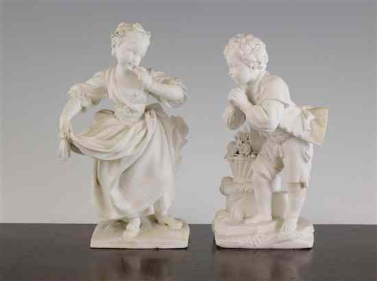 Appraisal: A pair of Sevres biscuit porcelain figures c of 'Le