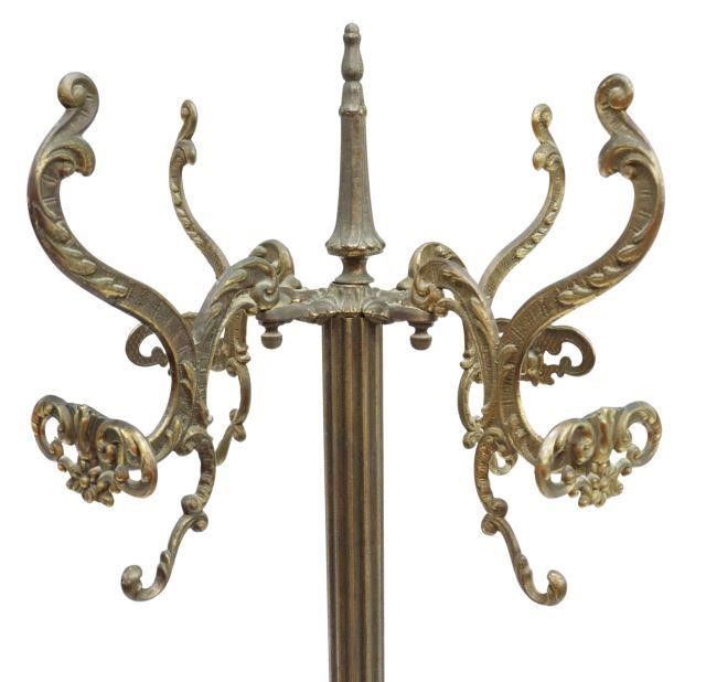 Appraisal: Italian gilt metal standing hall tree th c having ribbed