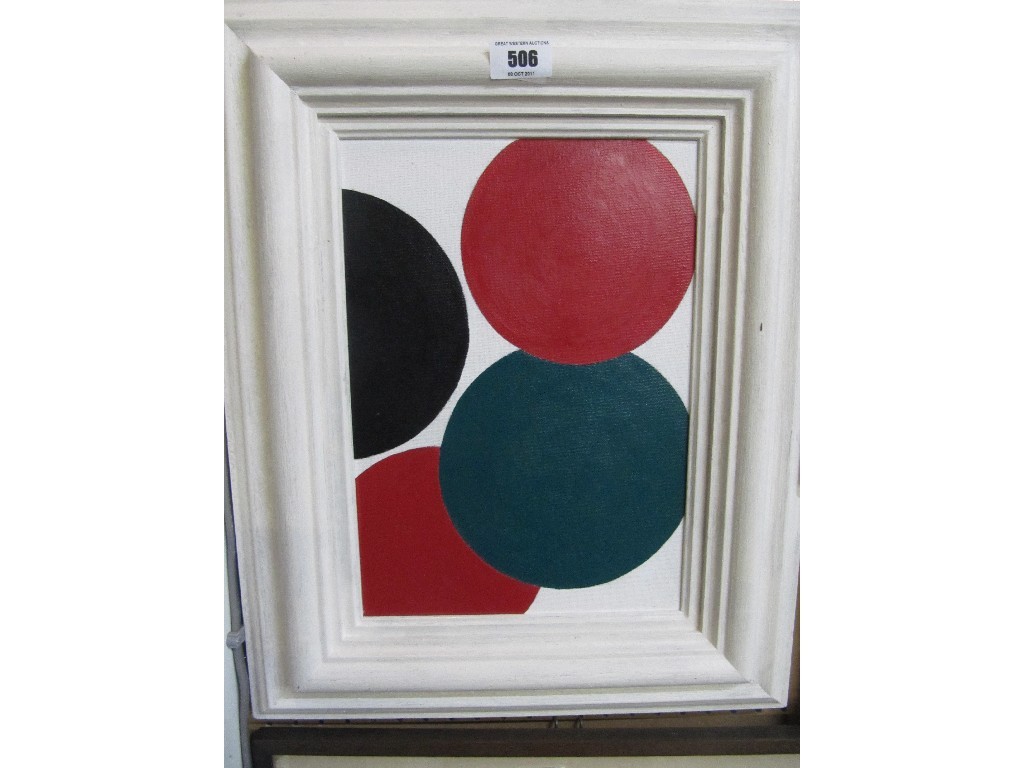 Appraisal: Oil on canvas 'Red Green and Black' unsigned inscribed recto