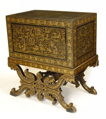 Appraisal: An Anglo-Indian lacquer chest on stand probably Bareilly area allover