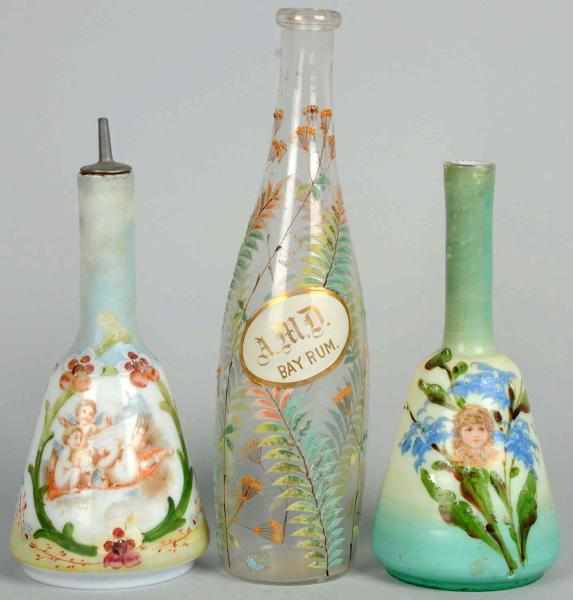 Appraisal: Lot of Hair Tonic Barber's Bottles Two with painted scenes