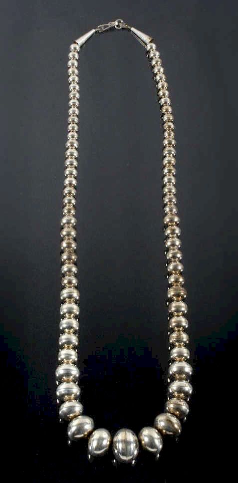 Appraisal: Navajo Sterling Silver Pearl Bead Necklace Included in this lot