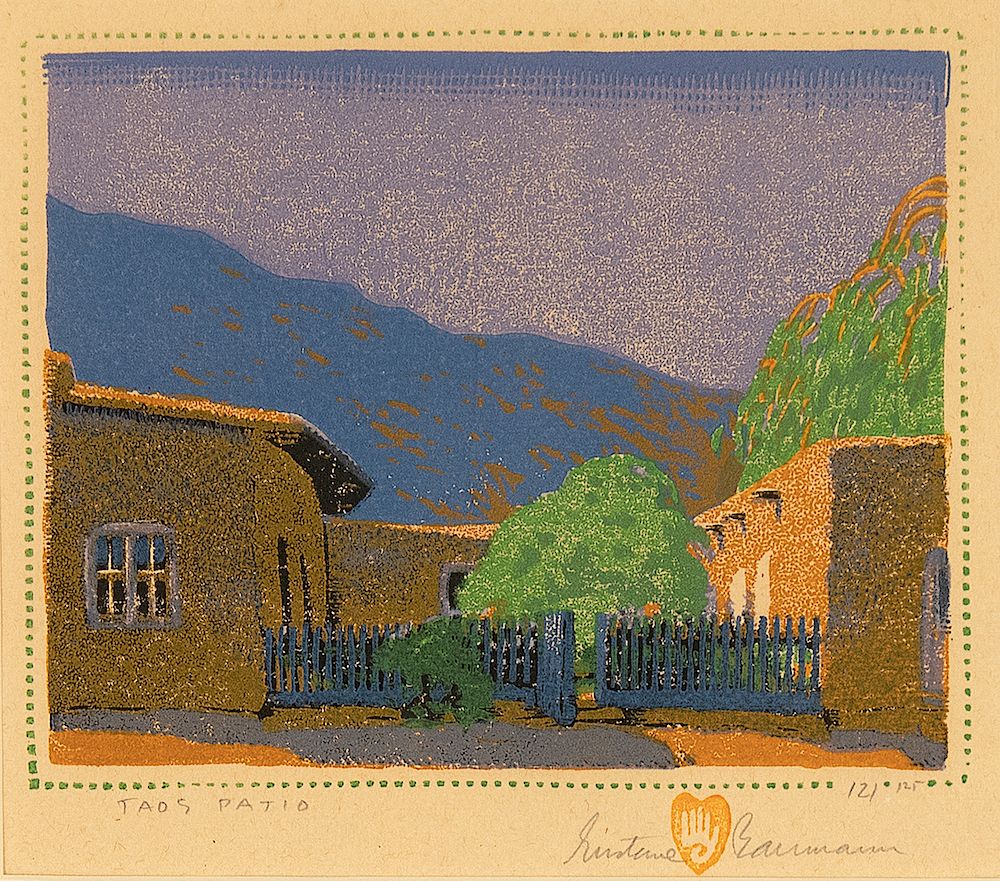 Appraisal: Gustave Baumann Taos Patio ca GUSTAVE BAUMANN - Taos Patio