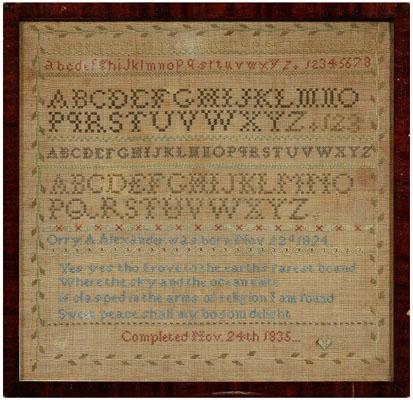 Appraisal: North Carolina sampler lines of letters numbers and four-line verse