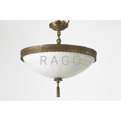 Appraisal: TRADITIONAL LIGHTING Four ceiling mounted fixtures three matching bowl shaped