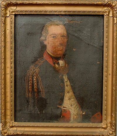 Appraisal: - Oil on canvas portrait of an English officer th