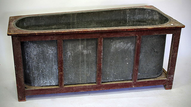 Appraisal: AN EARLY TH CENTURY PAINTED PINE FRAMED ZINC BATH cm