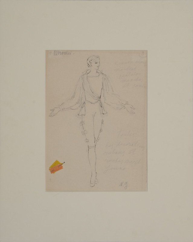 Appraisal: NATALIA GONCHAROVA - COSTUME DESIGN Pencil and ink on paper