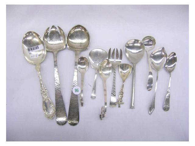 Appraisal: Lot of sterling and silver plate serving items including sterling