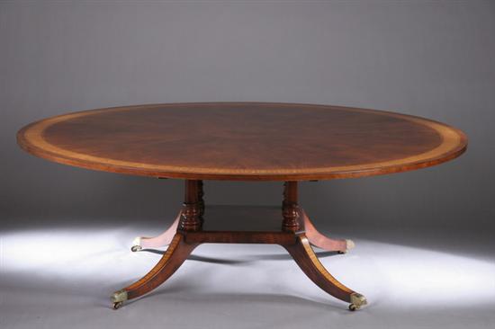 Appraisal: ENGLISH REGENCY-STYLE WALNUT CIRCULAR DINING TABLE Late th century Of